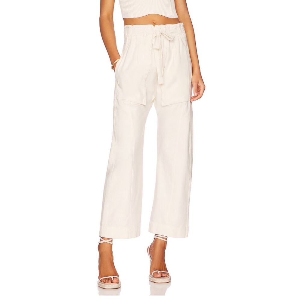 Free People Cream Ankle Cropped Pants